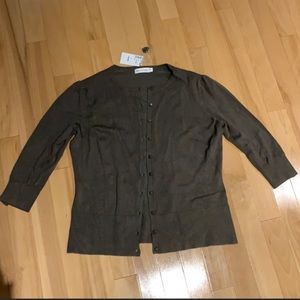 NWT Ricki’s Sage Green 3/4 Length Button Up Cardigan Sweater - size L